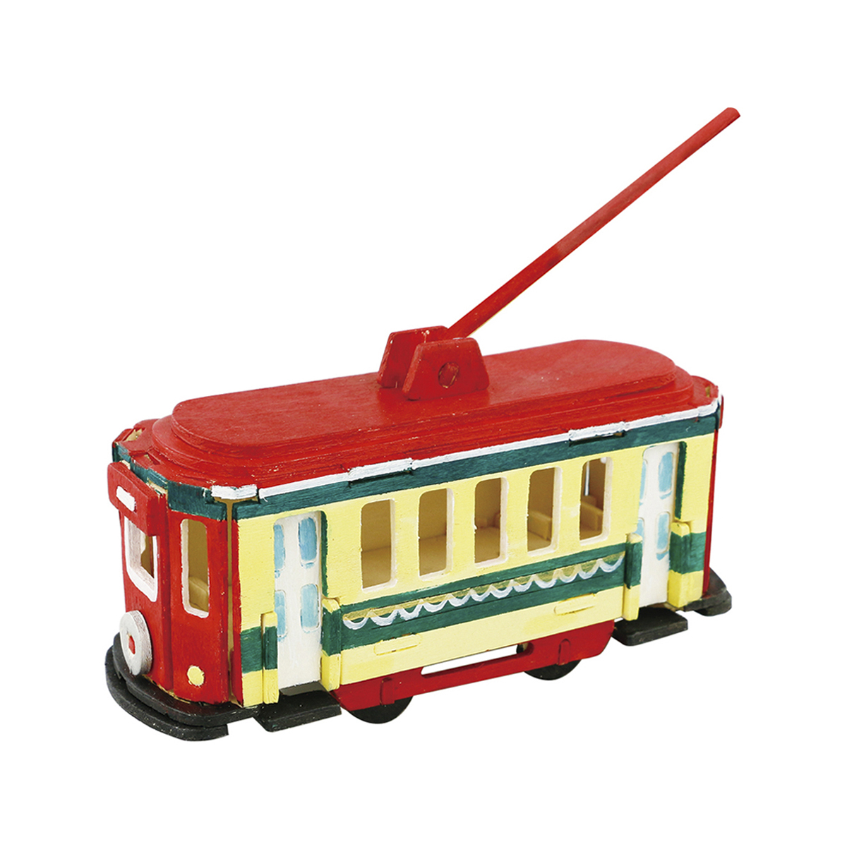 Деревянный конструктор-раскраска Robotime трамвай Trolley